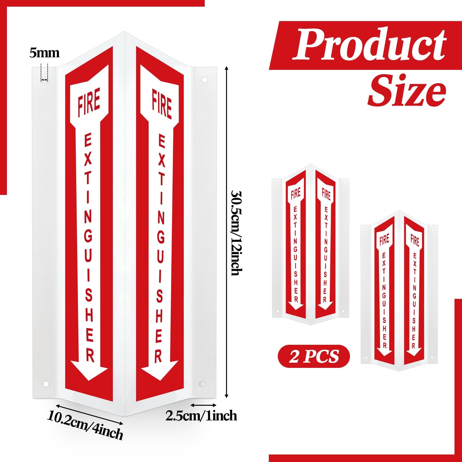 2 Pack Metal 3D Fire Extinguisher Sign 12&Prime;x 4&Prime; Aluminum Glow in The Dark Fire…