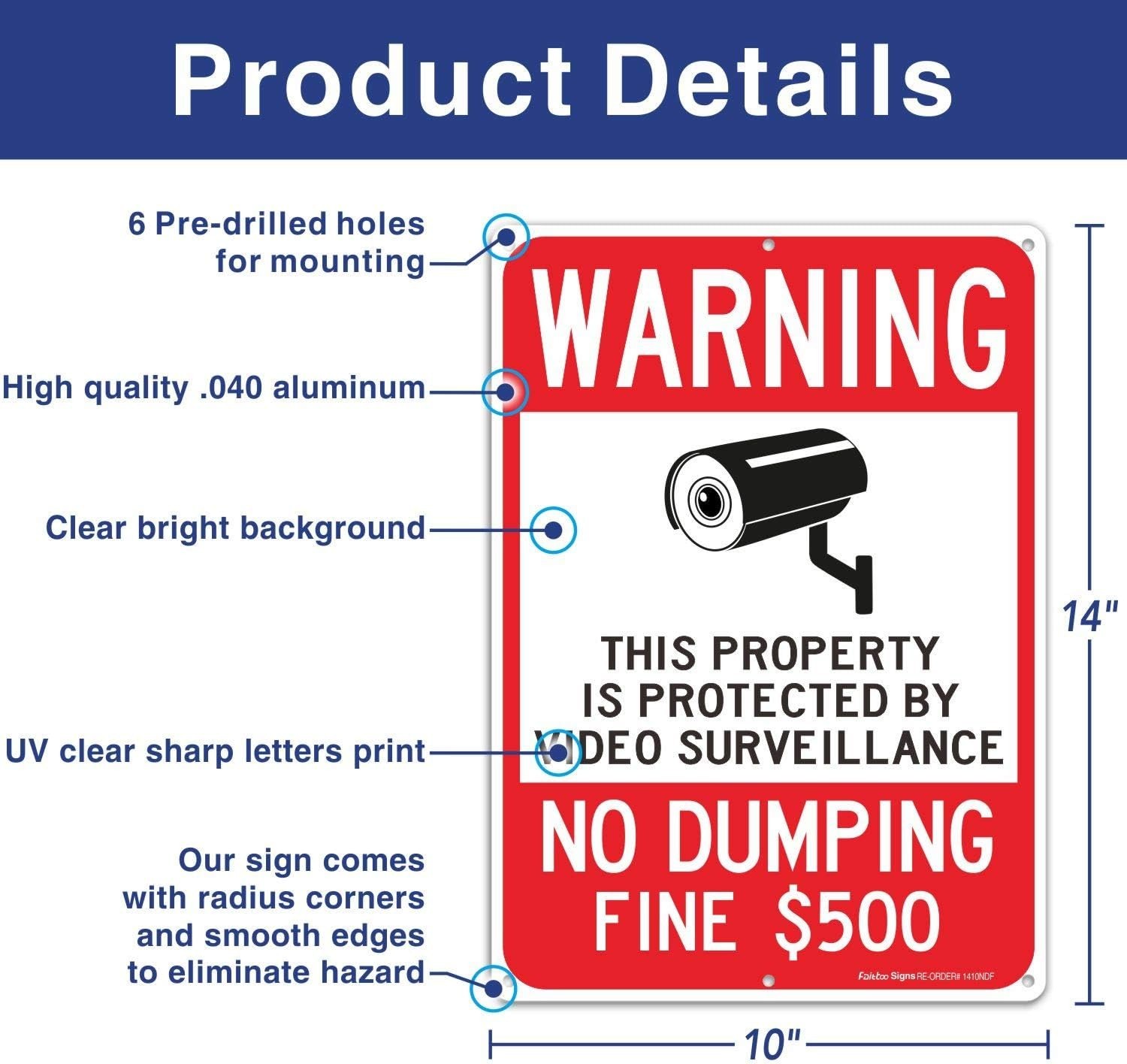 2 Pack Warning Surveillance Signs