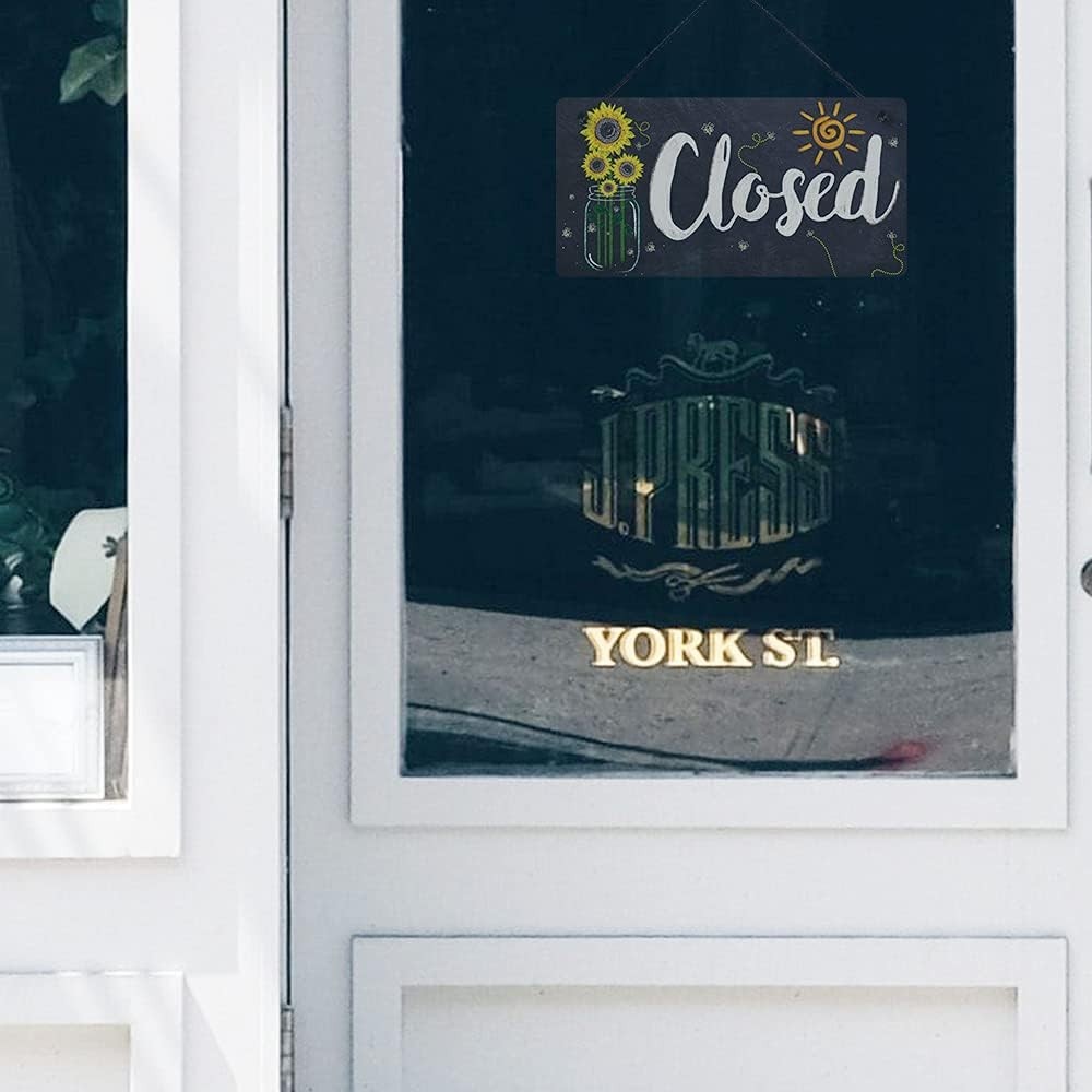 Weatherproof Open Closed Sign – 10×5 Inches PVC Hanging Sign for Cafes & Shops
