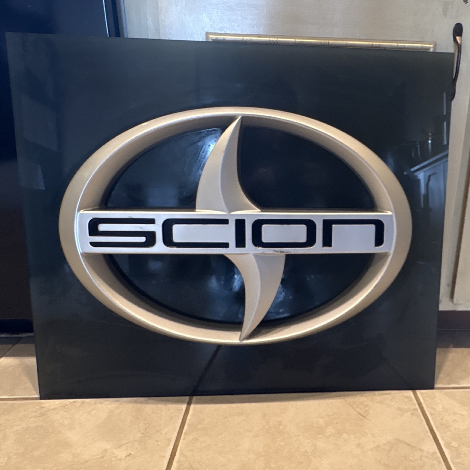 Scion Exterior Sign Black Silver 28×24 in Auto Business Logo Display