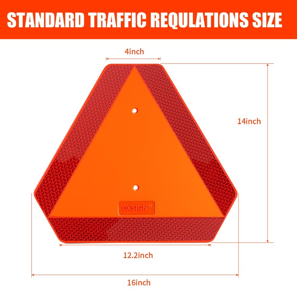 Slow Moving Vehicle Triangle Sign Reflective 14×16 Golf Cart Safety Sign