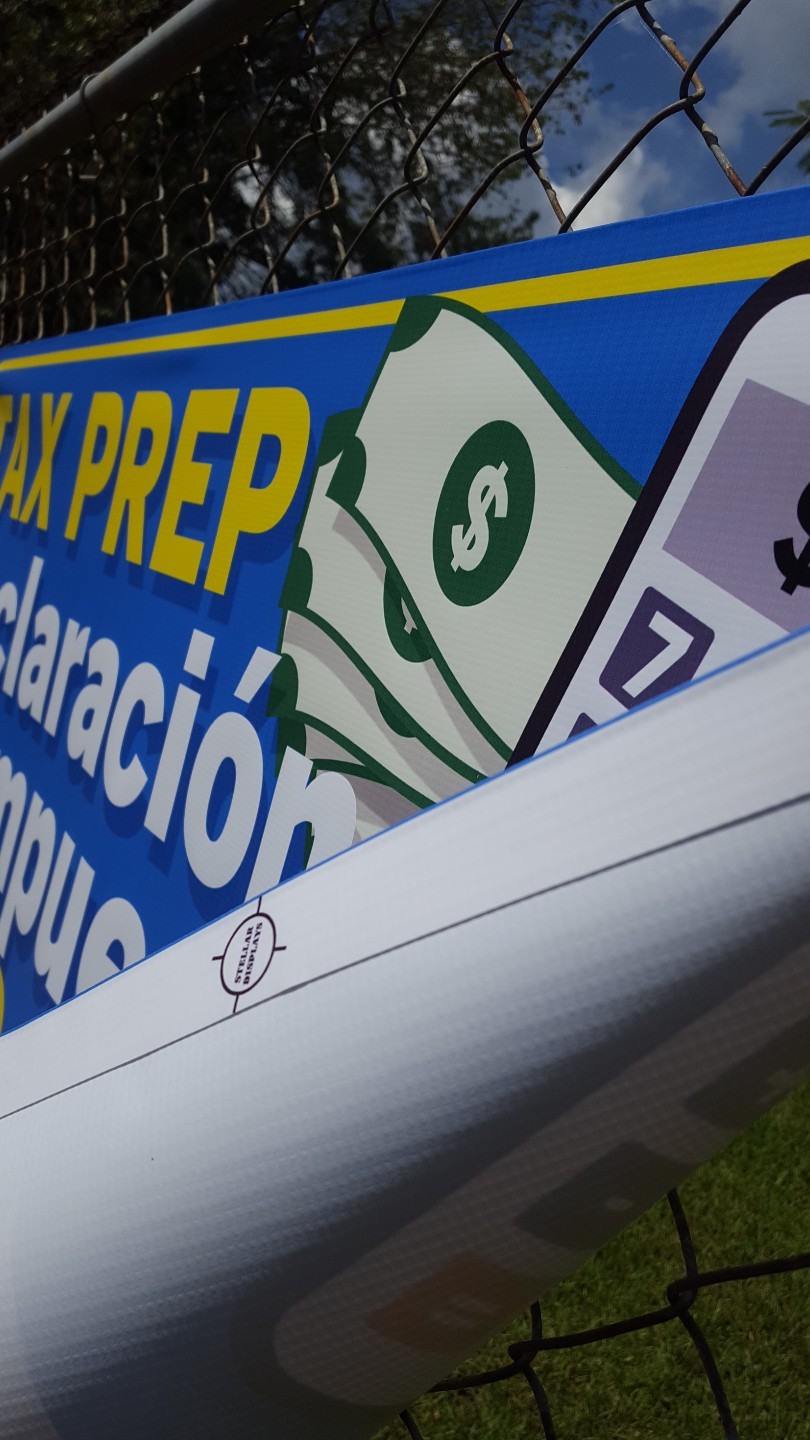 TAX PREP DECLARACION de Impuestos Banner Sign Display Anuncio Tienda Shop Open