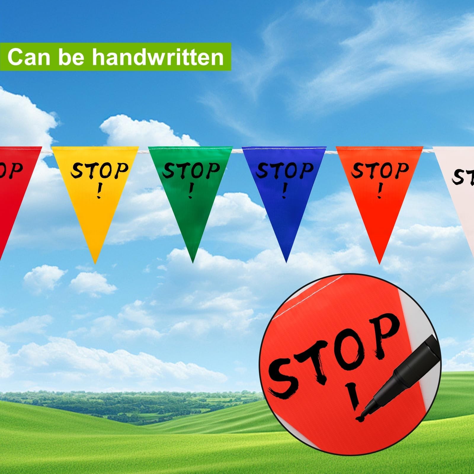 200ft Multicolor Pennant Banner Flags, Safety Warning Flags on String, 7&Prime;x10&Prime;…