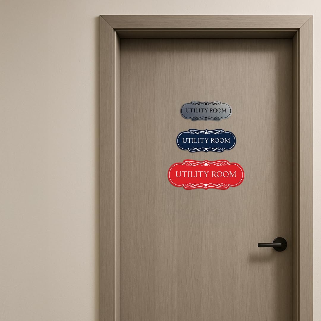 Designer Utility Room Sign Brushed Gold Small Door Wall Office Marker Plaque