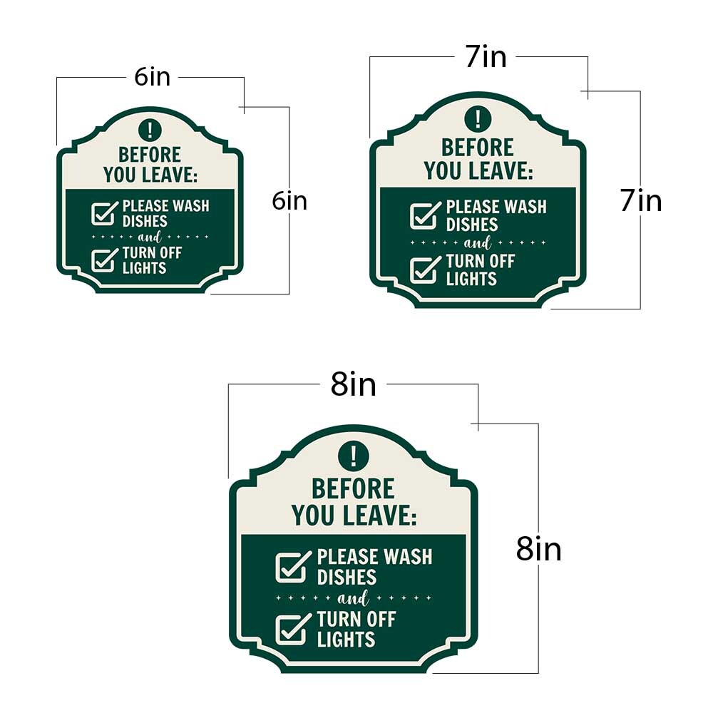 Heritage Plus Before You Leave: Please Wash Dishes And Turn Off Lights Sign