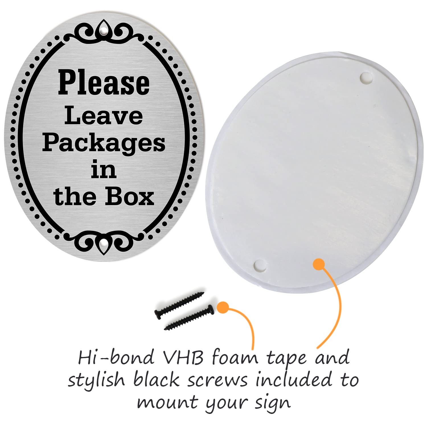 “Please Leave Packages in the Box” Diamond Plate Door Sign | 4&Prime; x 5&Prime; Aluminum