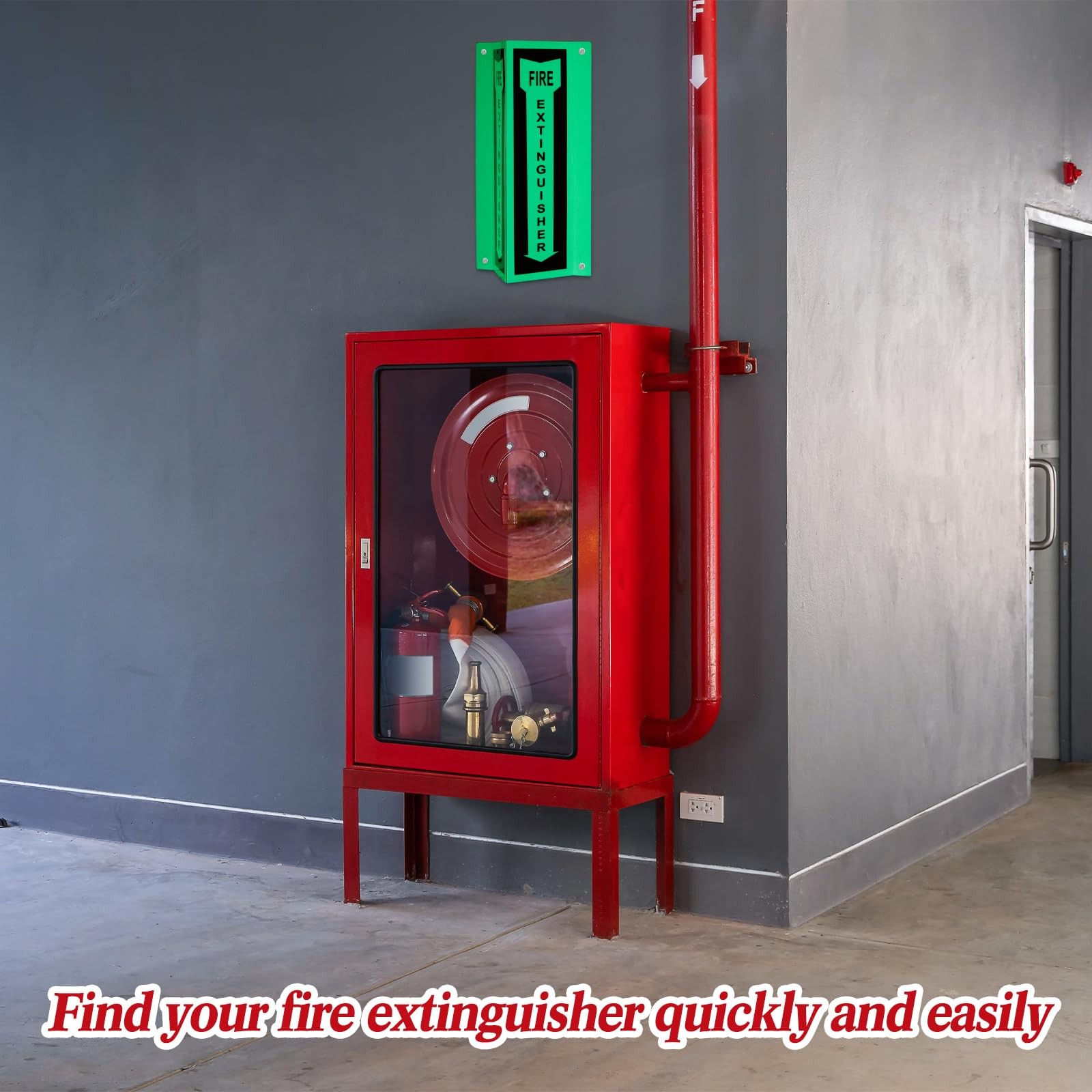 2 Pack Metal 3D Fire Extinguisher Sign 12&Prime;x 4&Prime; Aluminum Glow in The Dark Fire…