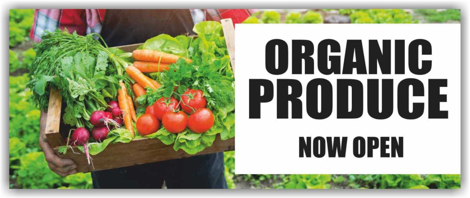 ORGANIC PRODUCE NOW OPEN Advertising Banner Vinyl Mesh Sign Farm Fresh Food