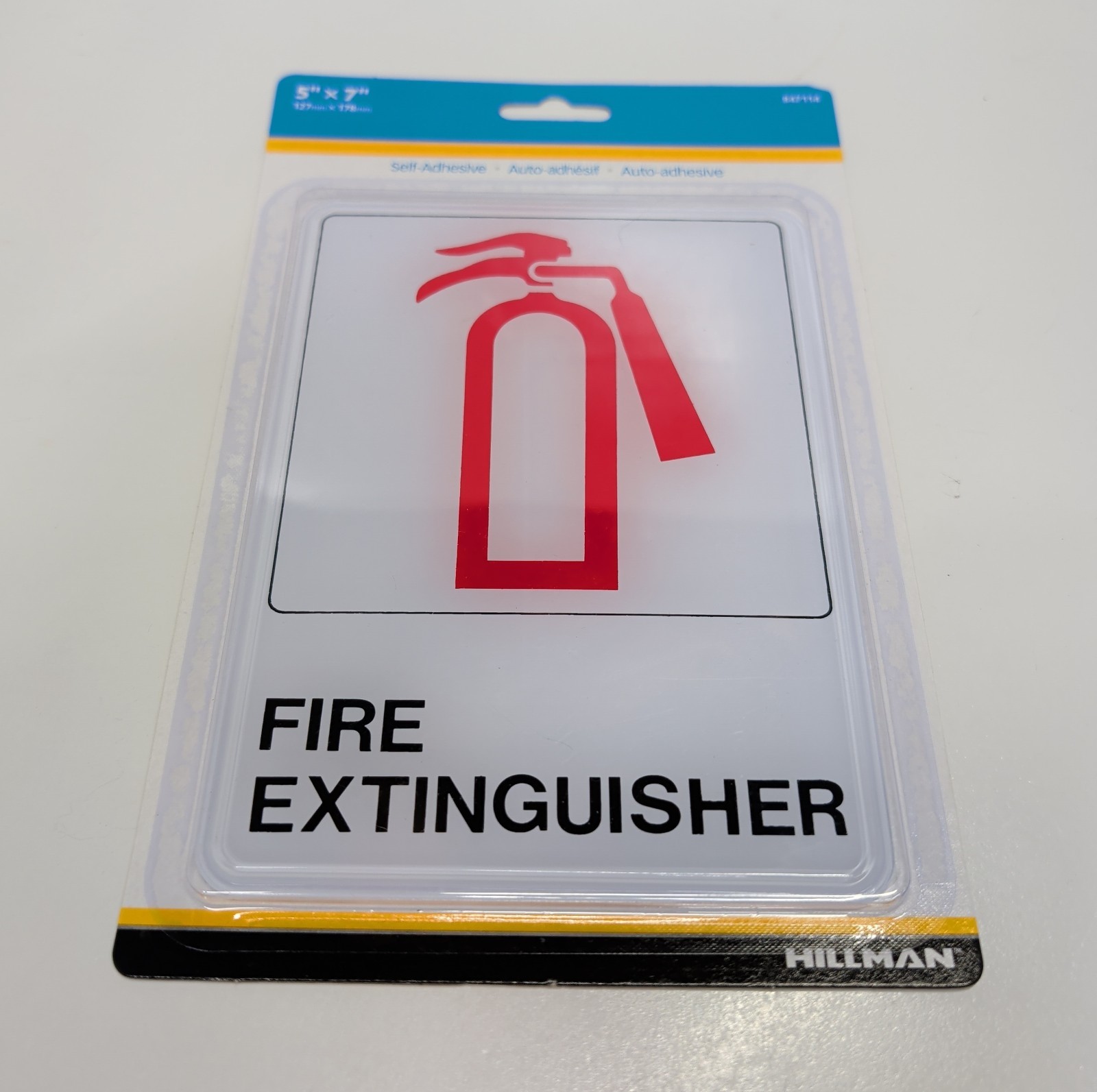 Hillman Fire Extinguisher Sign 5×7 Self‑Adhesive Safety Label Plastic New