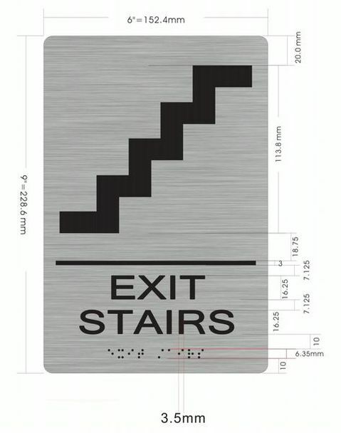 EXIT STAIRS SIGN (Aluminum, Silver, size 6×9)-REF24-1027