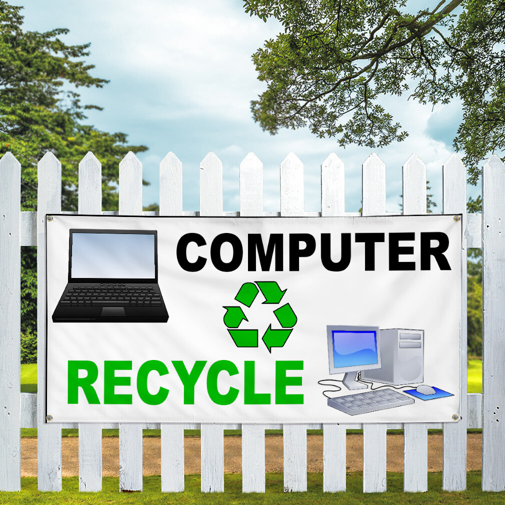 Vinyl Banner Multiple Sizes Computer Recycle Weatherproof Industrial Yard Signs