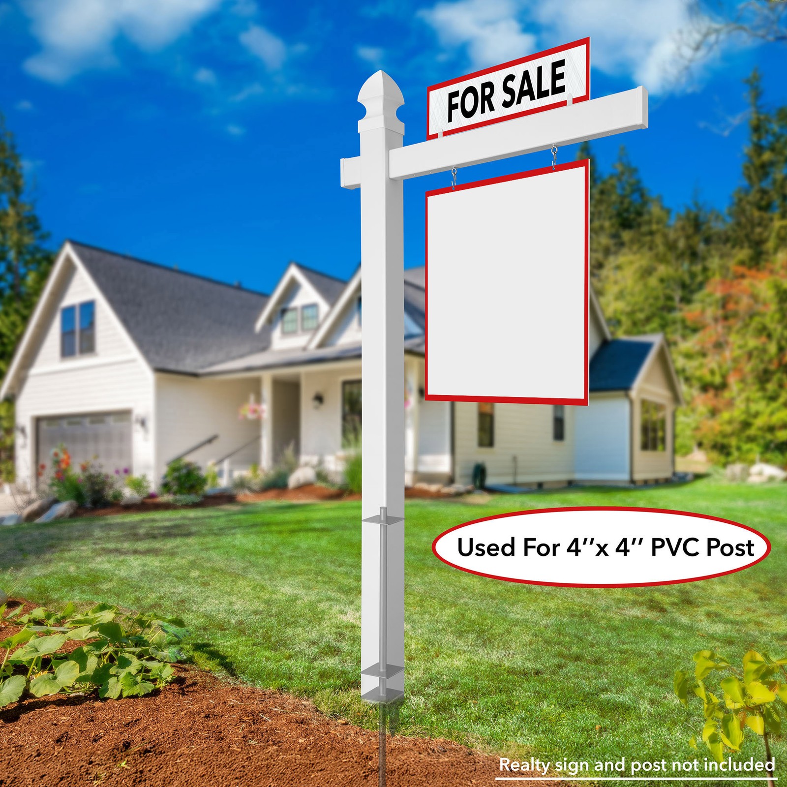 30&Prime; Replacement Real Estate Yard Sign Post Stake – Black Steel