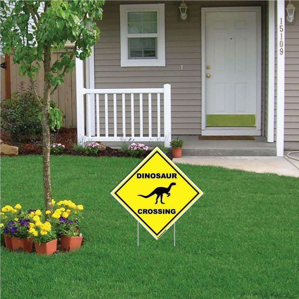 Dinosaur Crossing Sign or Sticker – Multiple Size & Material Options!