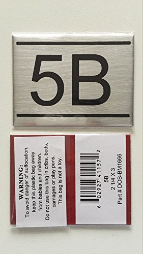 APARTMENT NUMBER SIGN -5B -BRUSHED ALUMINUM (2.25X3, Aluminium)-REF24-1027