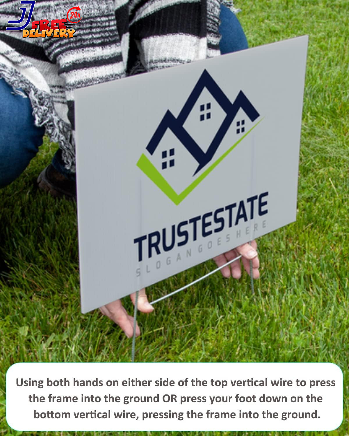 Yard Sign Stakes Metal 18 » X 7 » H Frame Wire Stakes for Yard Signs 20 Pack
