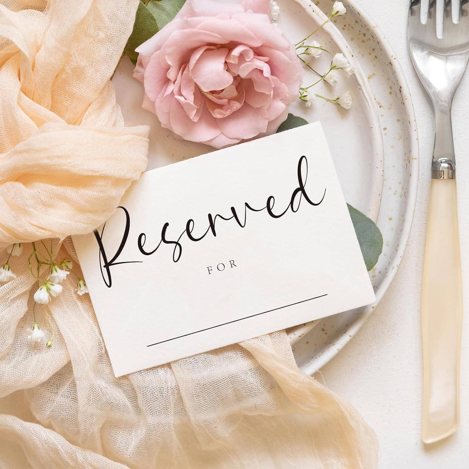 40Pcs Reserved Table Signs with Name Line 4X6In Reserved Seating Sign Double Sid