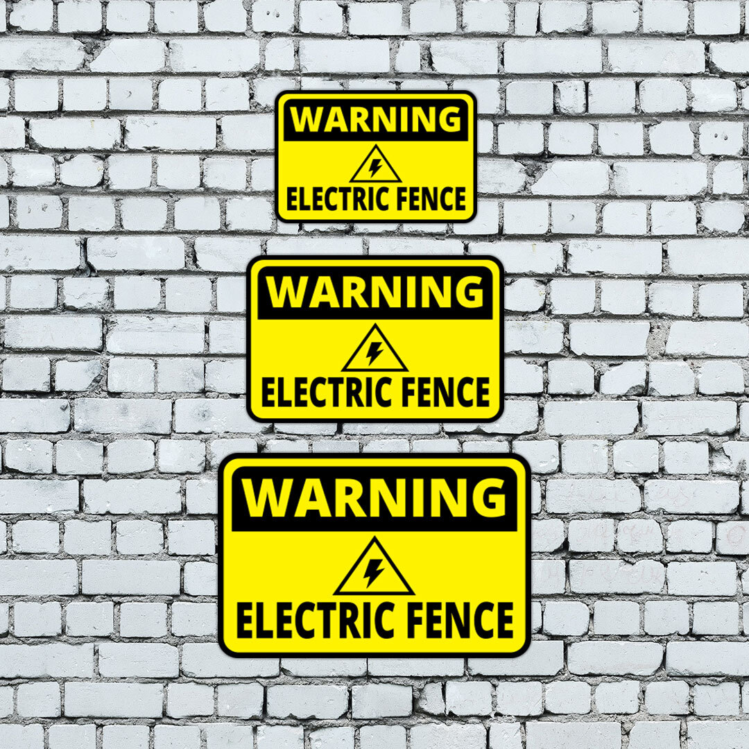 Classic Framed Plus Warning Electric Fence Wall or Door Sign | Health & Safety