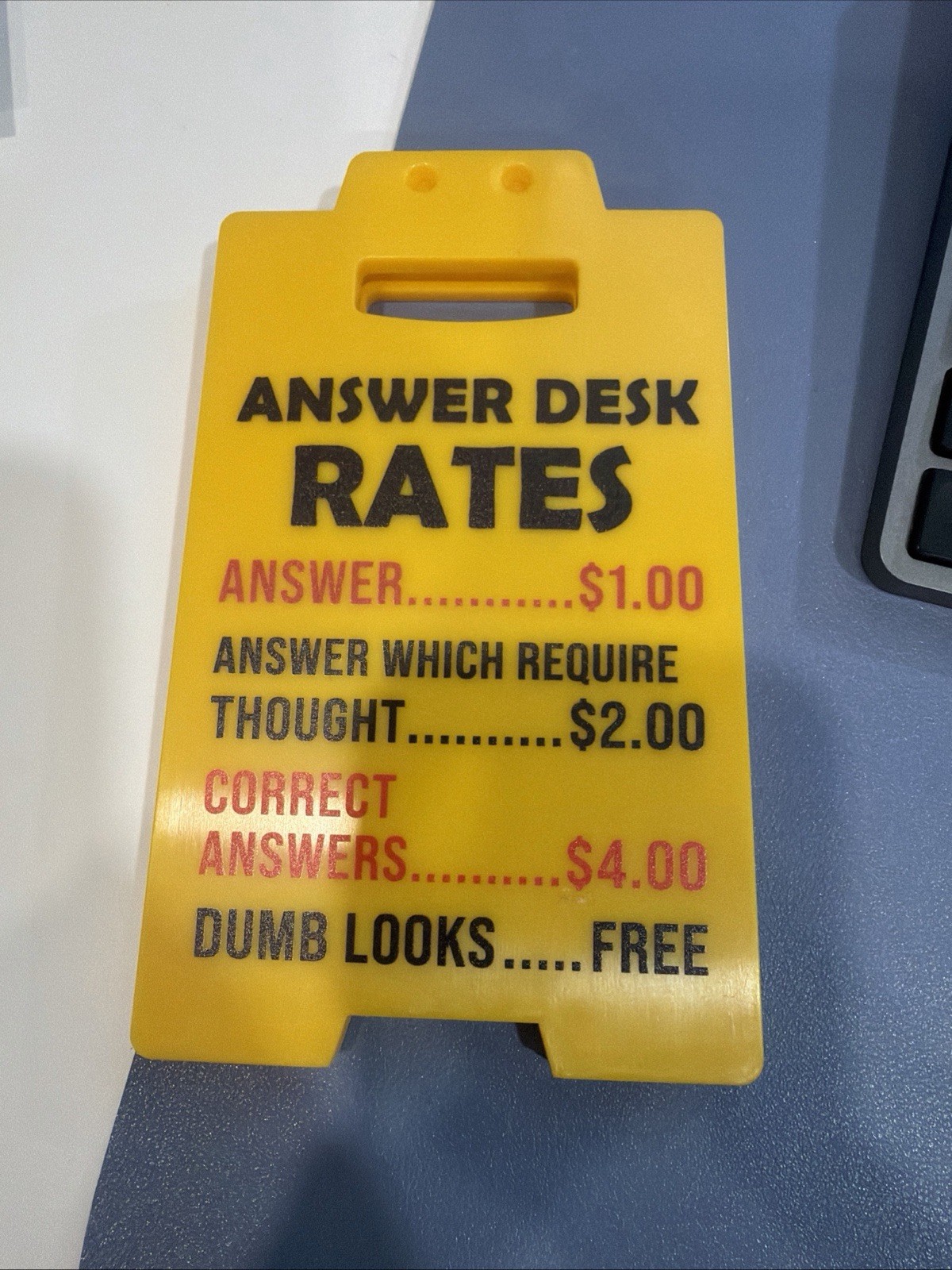 Office Desk Accessories Sign: Funny Gag Gifts Mini ANSWER DESK RATES Sign for Co