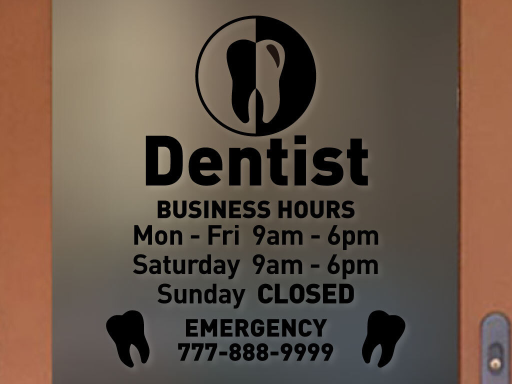 ORIGINAL DENTIST CUTE BUSINESS HOURS COLORS and Sizes PERSONALIZED Sign