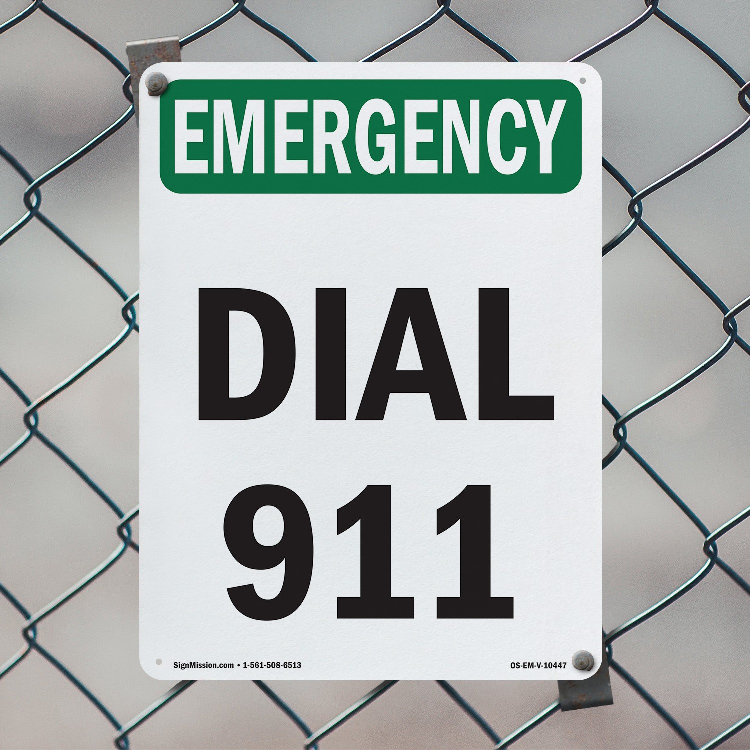 Dial 911 OSHA Emergency Sign Metal, Plastic, Or Decal – 5 or 10 Pack