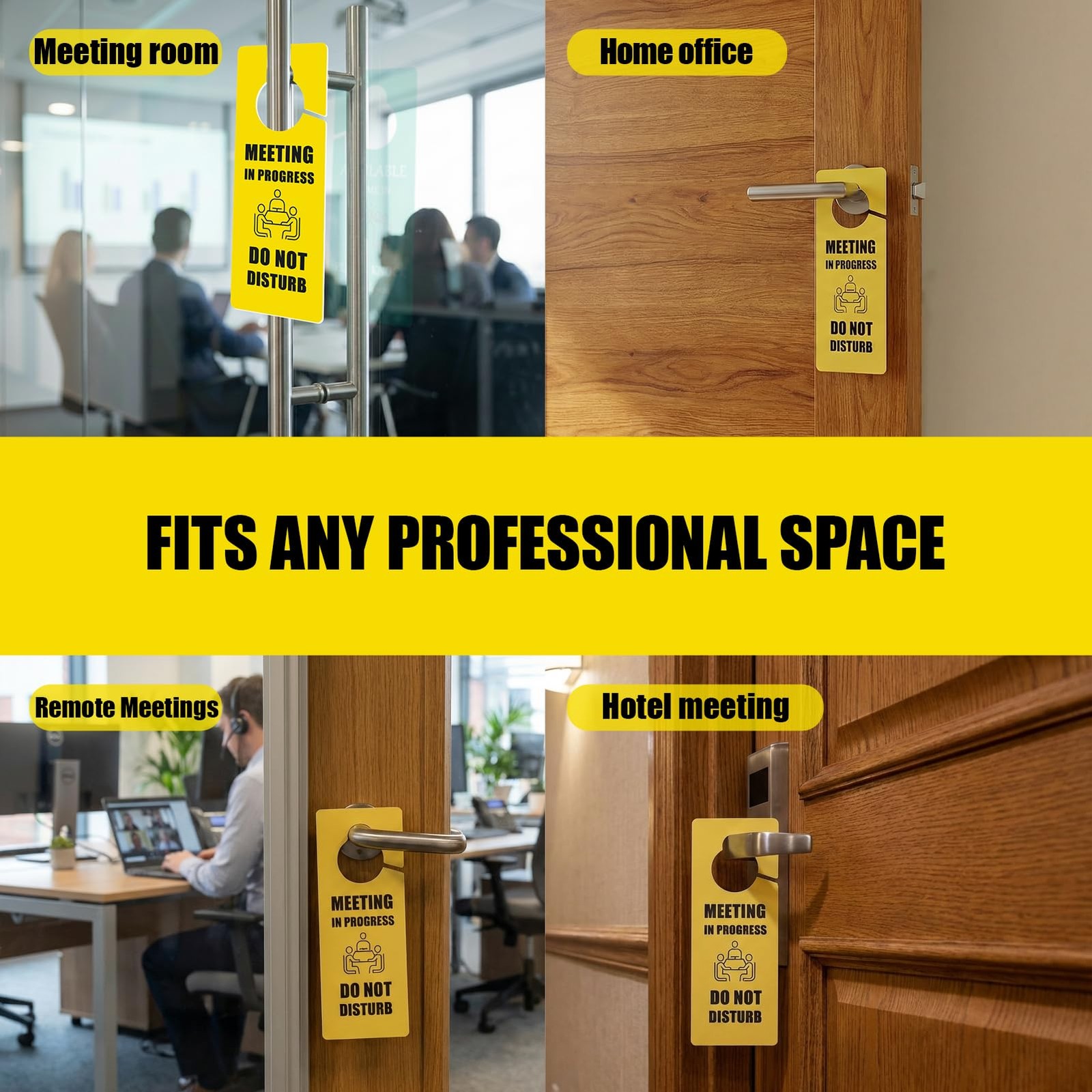 2 Pack Meeting in Progress & Available Sign for Office Door, Double Sided Do …