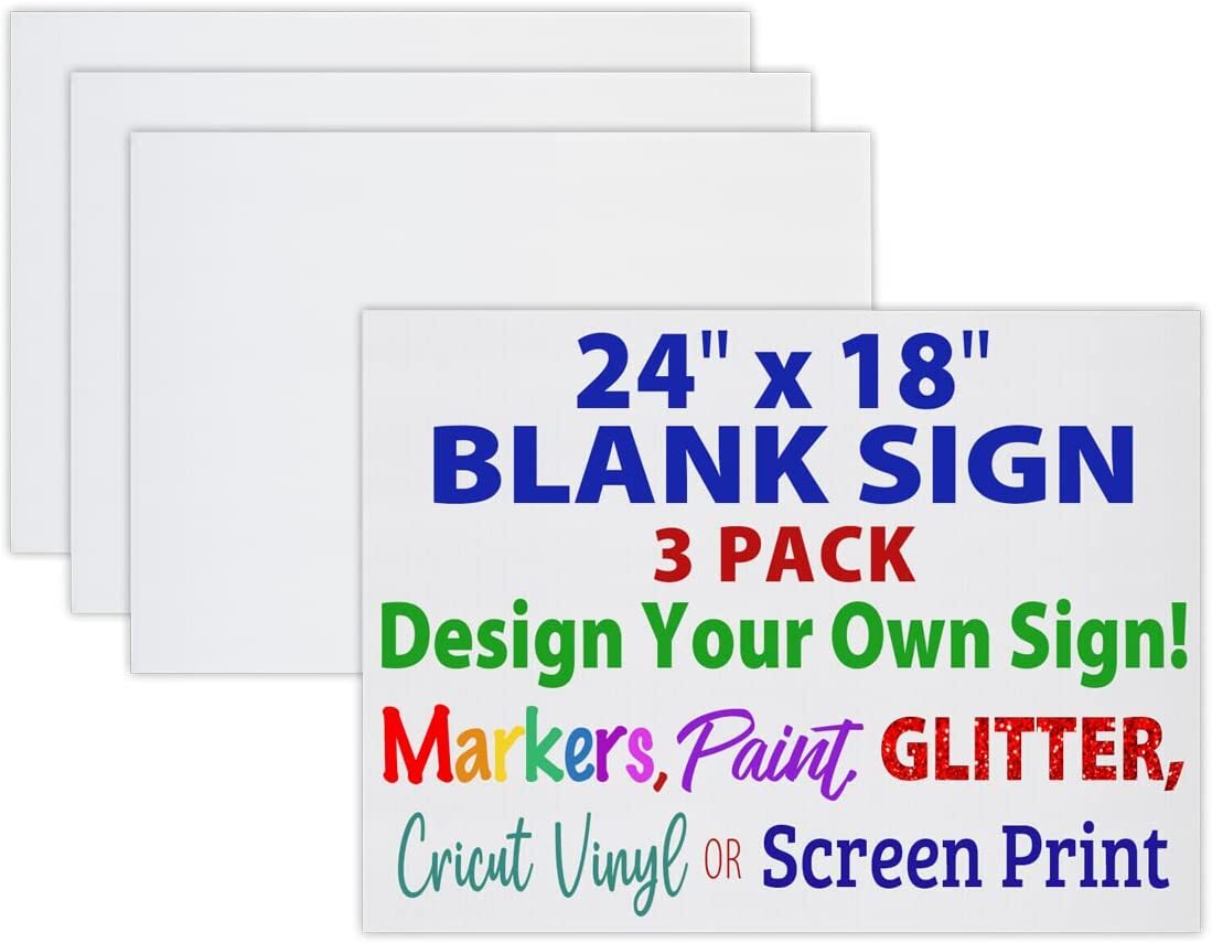 Heavy Duty 24&Prime;x18&Prime; Blank Corrugated Plastic Yard Signs (White or Yellow)