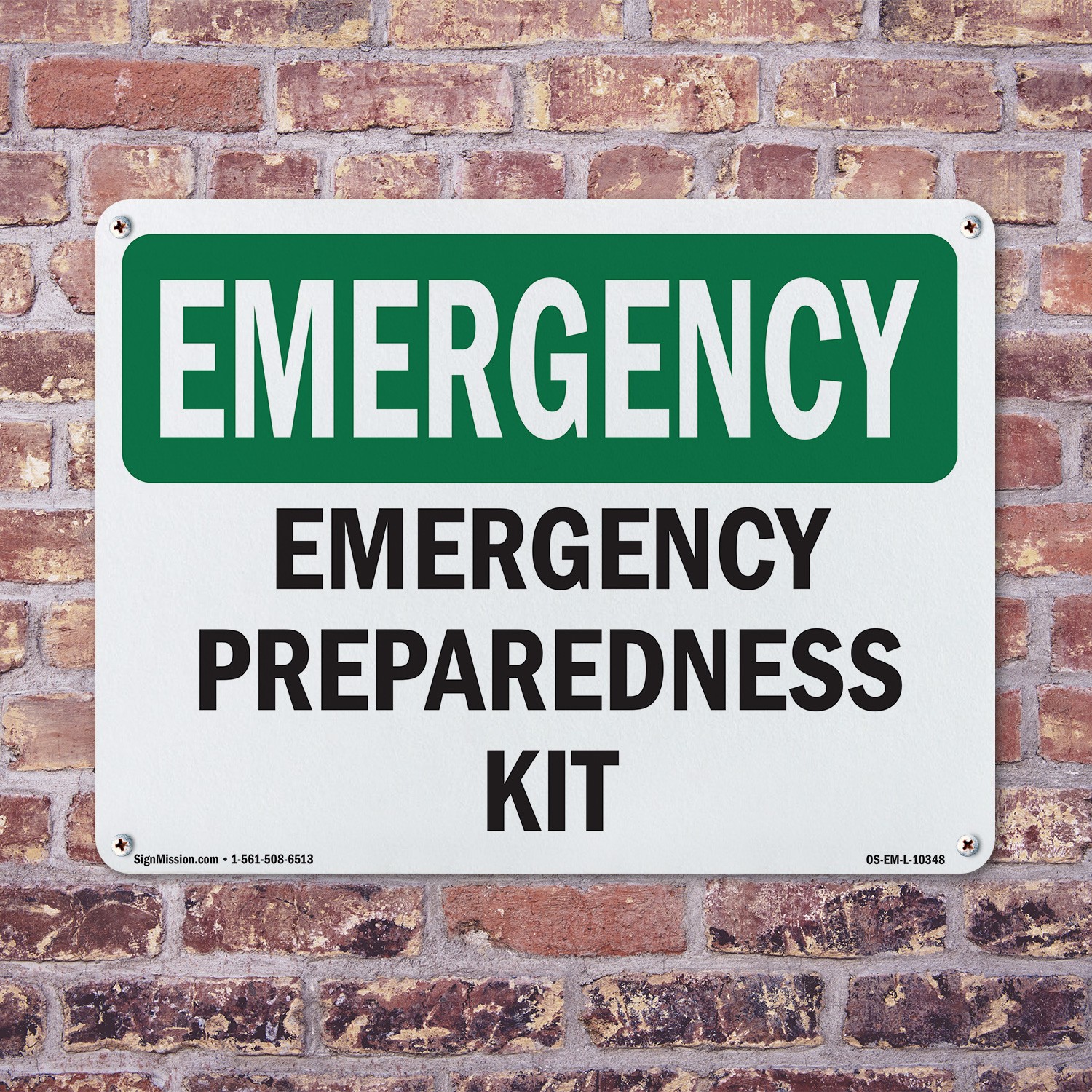 Preparedness Kit OSHA Emergency Sign Metal, Plastic, Or Decal – 5 or 10 Pack