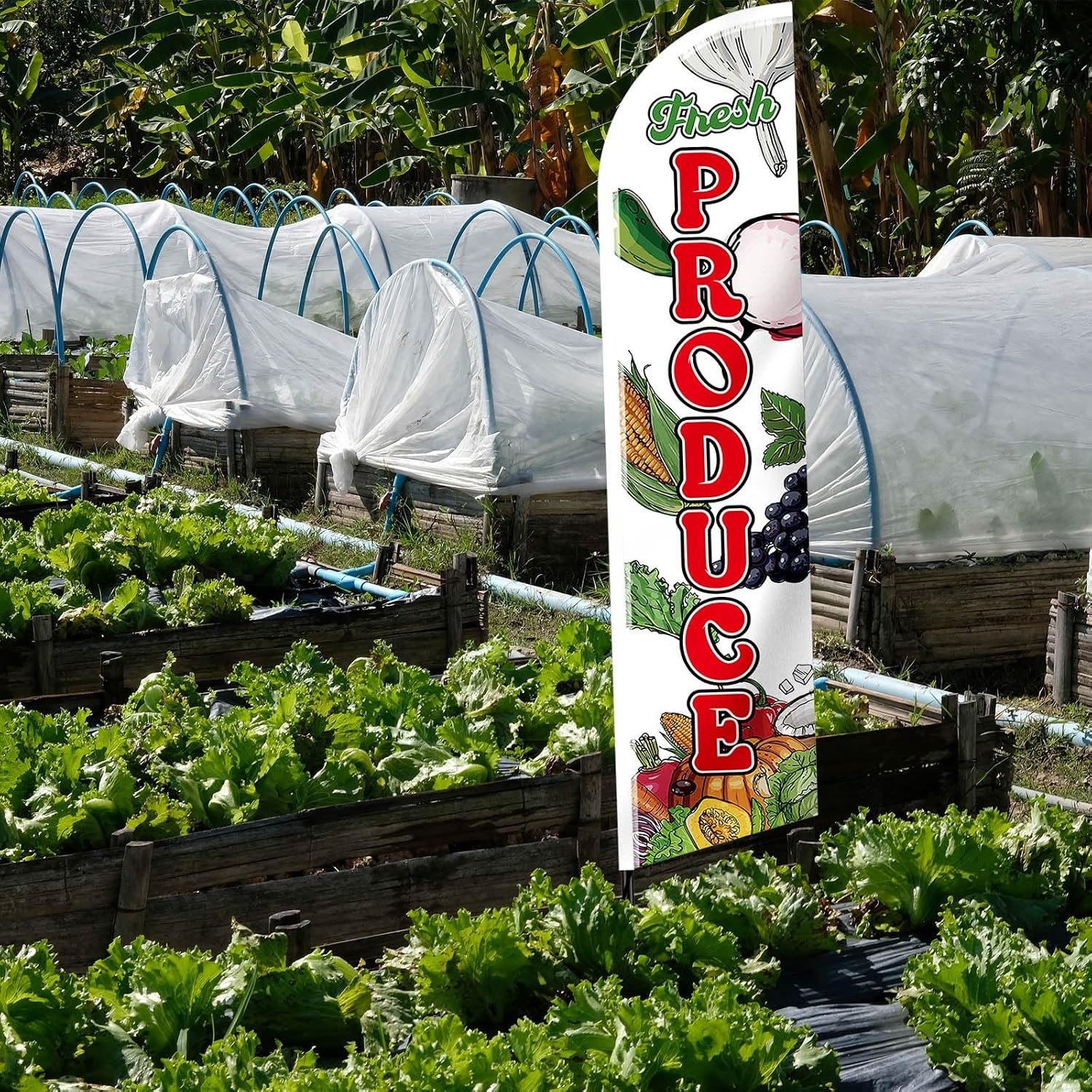 12 ft Fresh Produce Banner Flag – Perfect for Grocery Stores & Farmer Markets