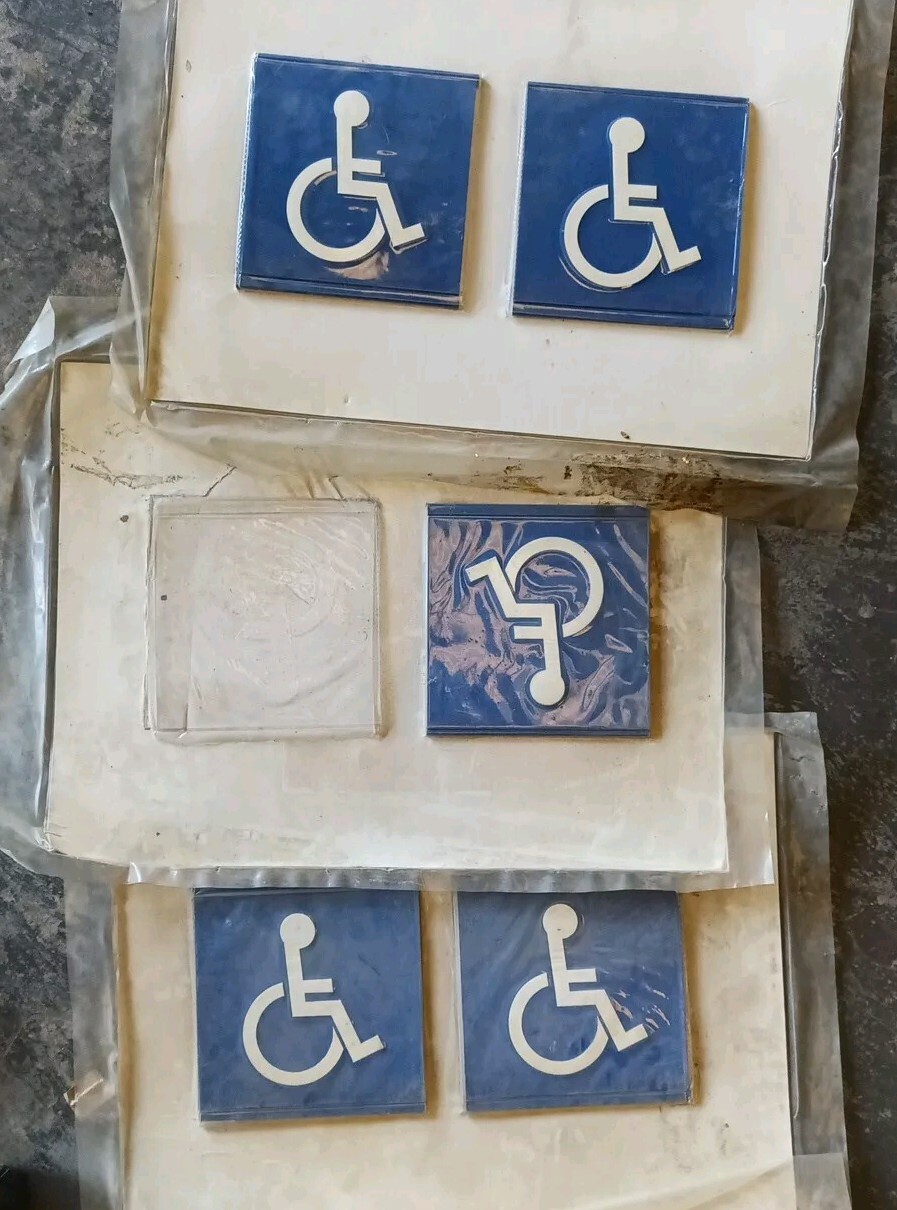 Lot of 6 Handicap 8&Prime; X 8&Prime; X 1/4&Prime; Blue Signs – Raised w/ Aluminum Back