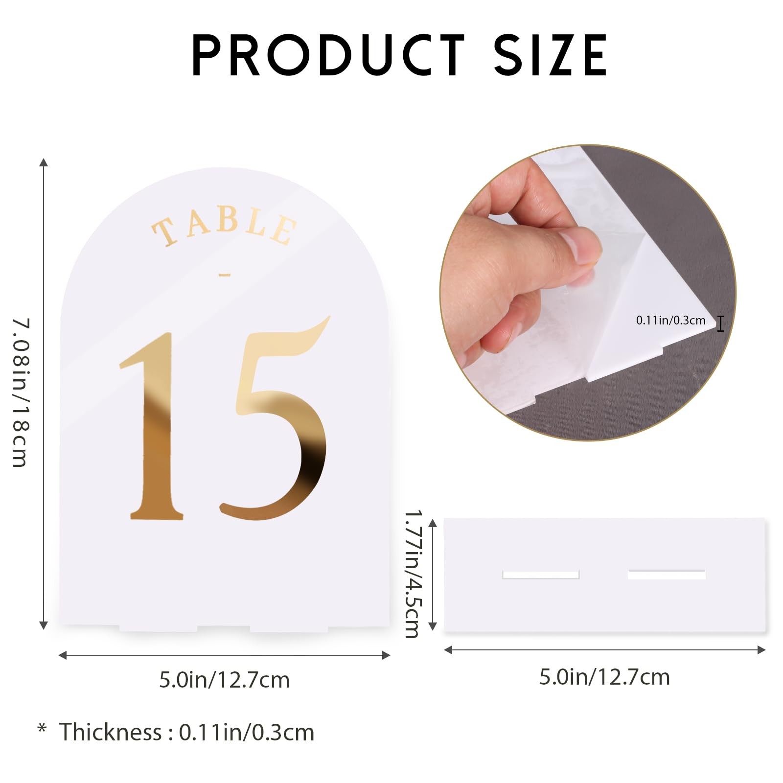 White Acrylic Wedding Table Number 110 DoubleSided Gold Foil 5×7 Inch