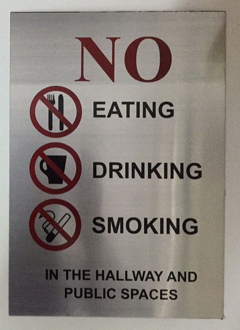 NO – SMOKING, EATING, DRINKING IN THE HALLWAY (ALUMINIUM 3×11)-REF24-1027