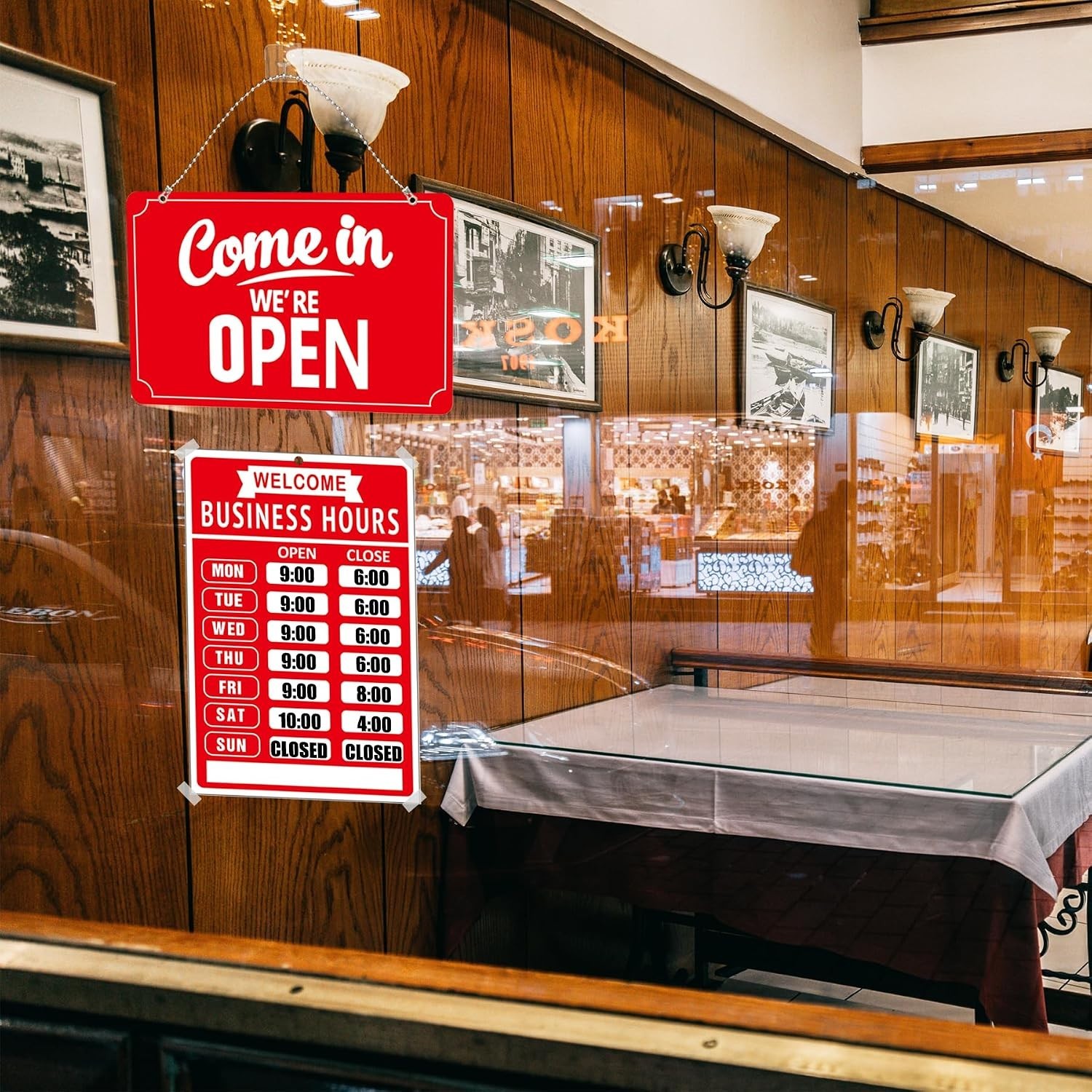 Durable Open/Closed Business Sign Set with Customizable Hours
