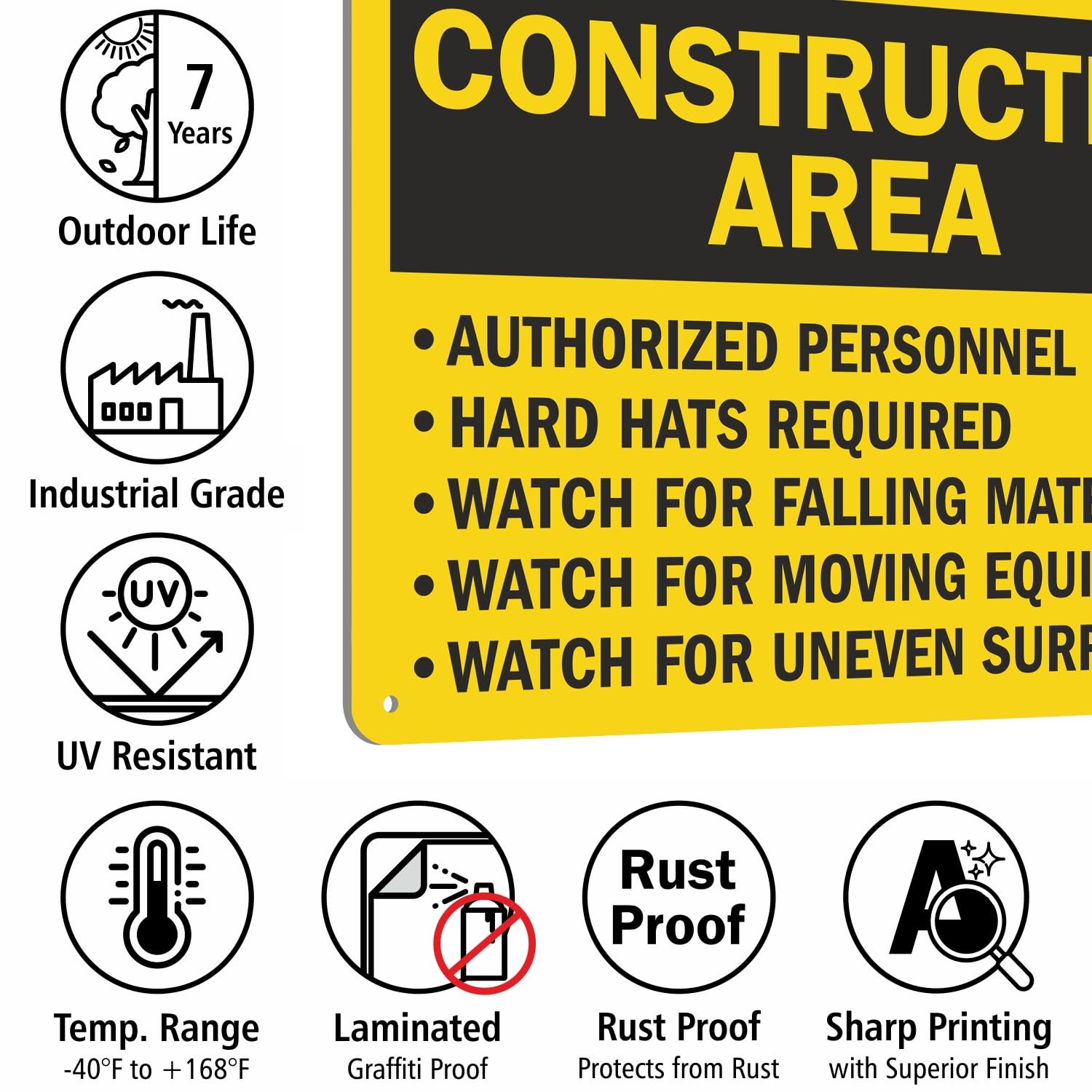 10×14 Inch Aluminum Construction Area Authorized Personnel Only Hard Hat Sign