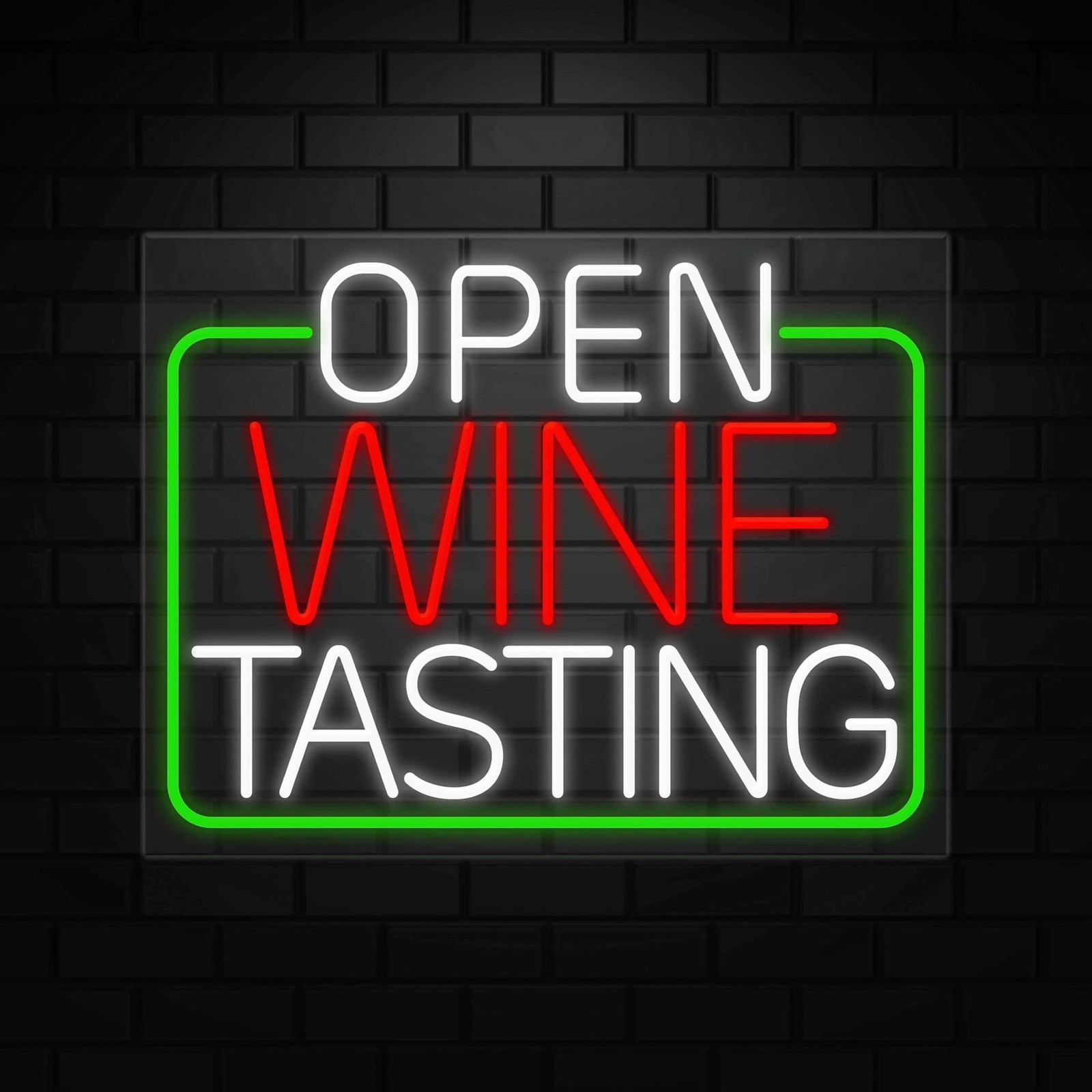 Open Wine Tasting Sign for Retail Displays |LED Flex Neon | 31&Prime;W x 24&Prime;H x 1&Prime;D