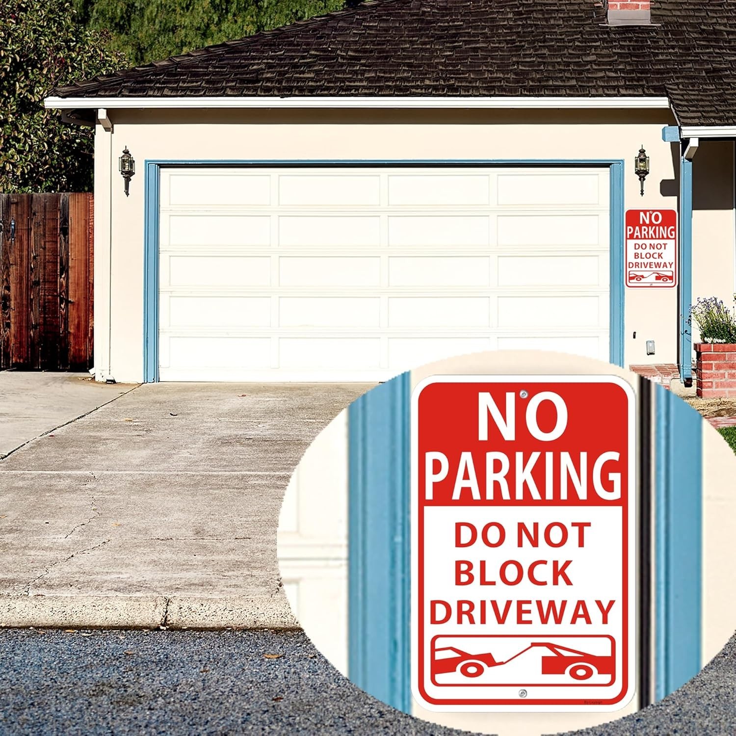 2 Pack Large No Parking Sign, Do Not Block Driveway Sign, 18 x 12 Inches, Ref…