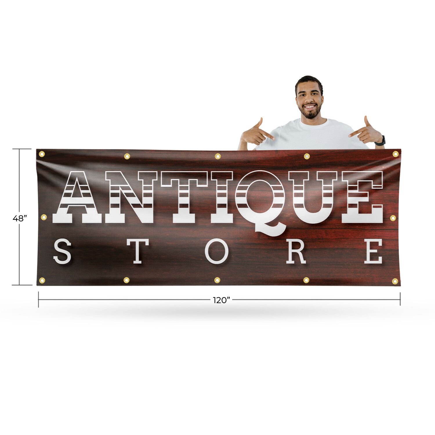 Antique Store Vinyl Banner Sign with Metal Grommets Heavy-Duty Single-Sided