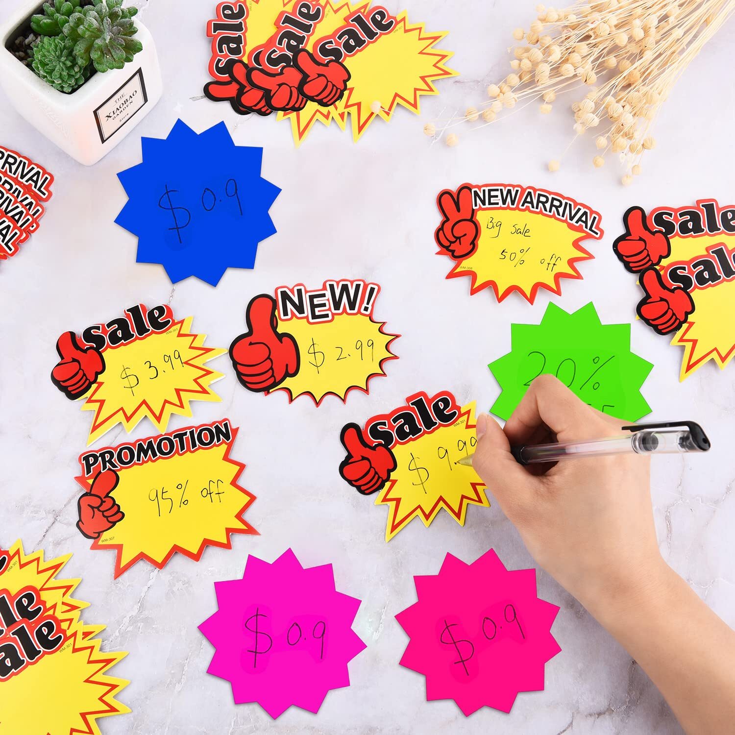500 Pcs Burst Sign Blank Paper Price Tags for Retail Garage Market