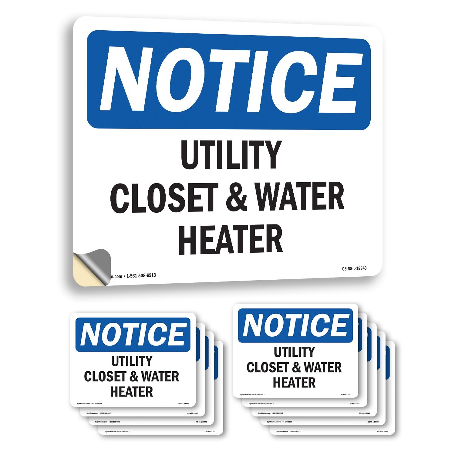 Utility Closet And Water Heater OSHA Notice Vinyl Decal Label 18 Inch x 12 In…
