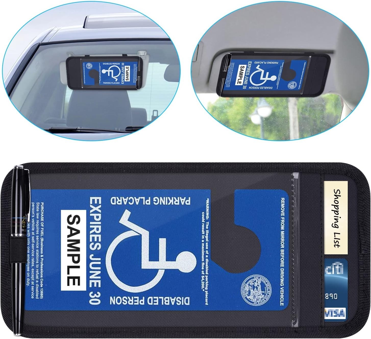 Handicap Placard Holder for Auto, Disabled Parking Permit Sign Protector for …