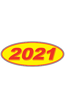 SSWBasics Oval Windshield Year Stickers – Red/Yellow – 2021 – Pack of 12
