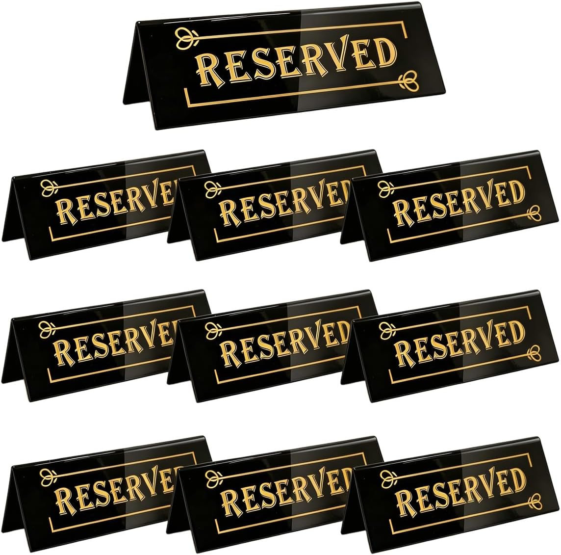 10PCS Acrylic Reserved Table Signs – 6X2X1.6 in Table Tent – Double-Sided, Water