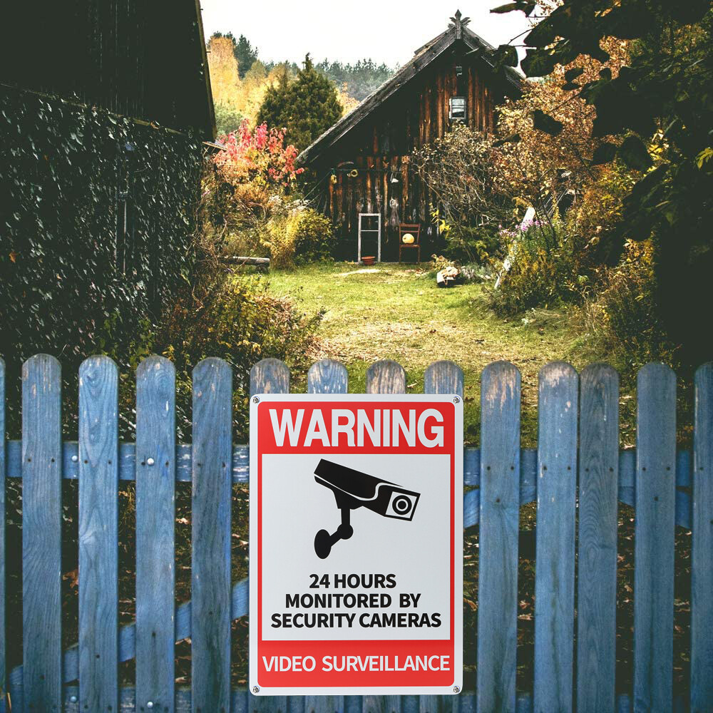 10&Prime;x14&Prime; Warning 24 hour Video Surveillance Security Sign, with 12&Prime;Metal Stake