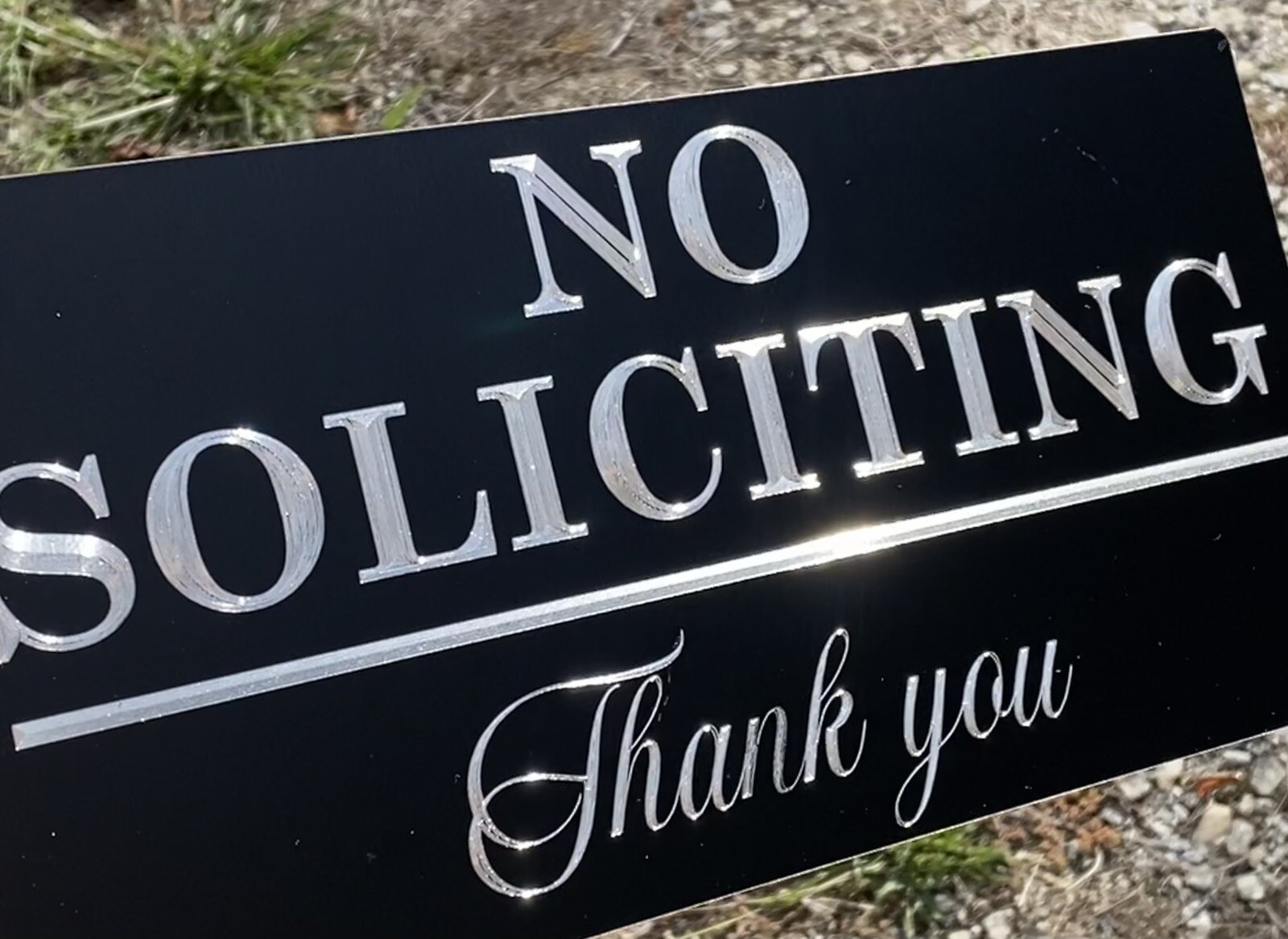 Engraved No Soliciting Company Business Metal House Outdoor Sign 12×6 Plaque