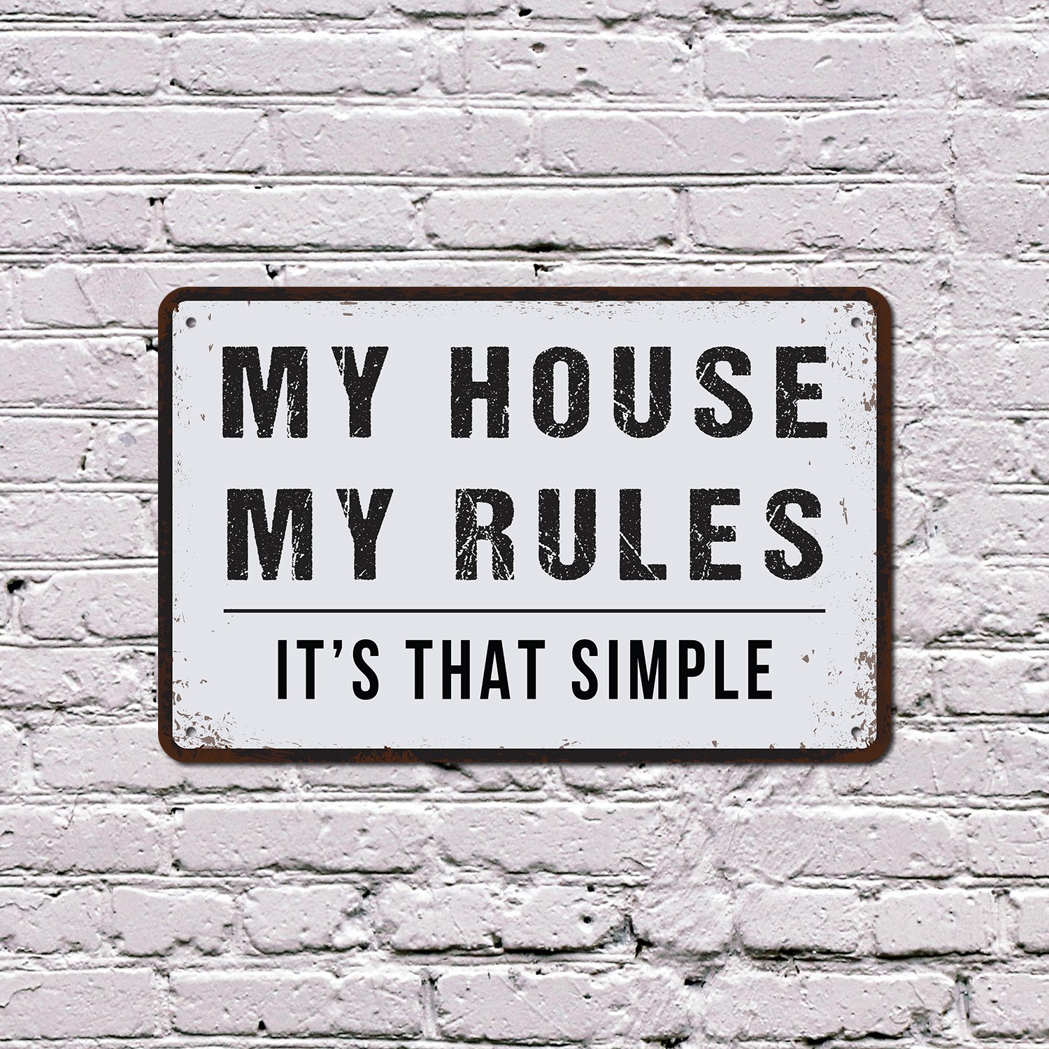 Vintage Style My House My Rules Sign Kind Words Clean Shoes for Entryways