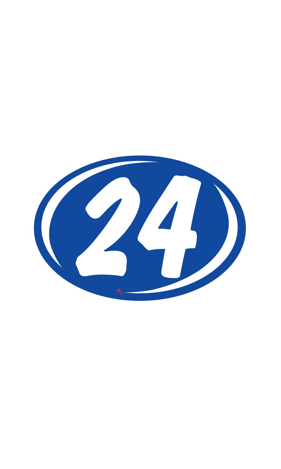 SSWBasics Oval 2-Digit Year Stickers – White/Blue – « 24 » – Pack of 12
