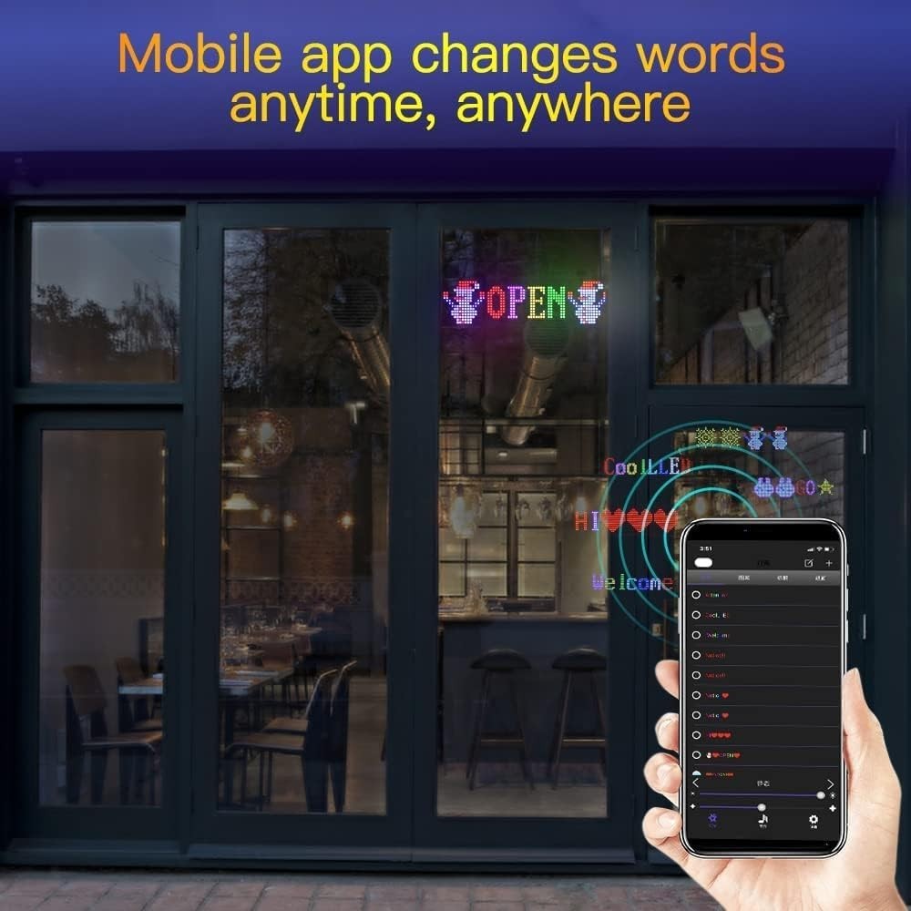 Programmable LED Car Sign with Bluetooth Control – 15&Prime; x 4&Prime; for Custom Displays