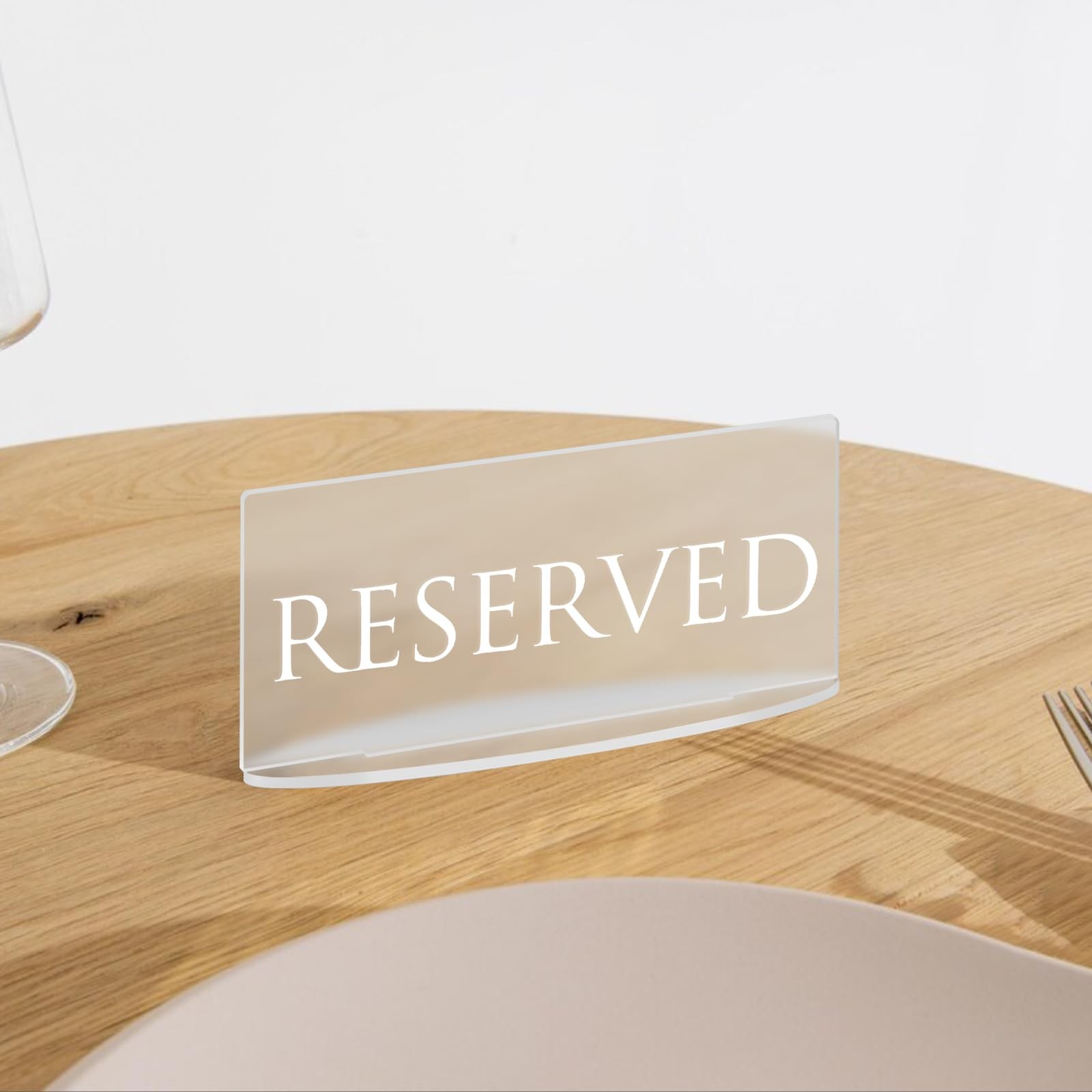 6 PCS Frosted Acrylic Reserved Table Signs Oval Stand 6×2.8 Inch Reception