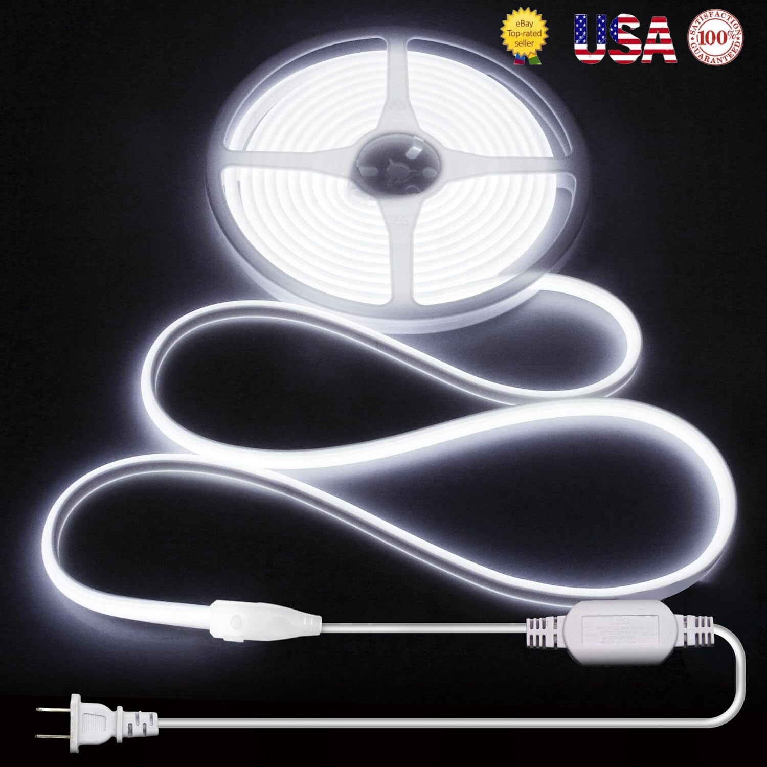 50ft 480leds/m COB LED Strip Lights Waterproof IP68 110V Flexible Home Lights US