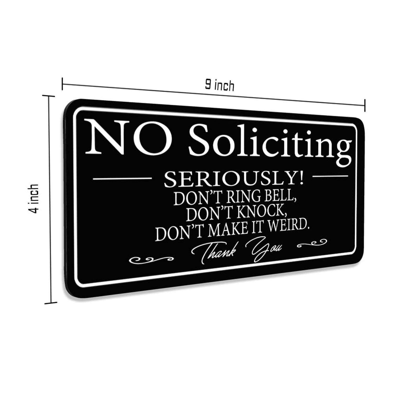 No Soliciting Sign for Home/Office, Modern Design 9×4 Inch Acrylic Sign, Self…