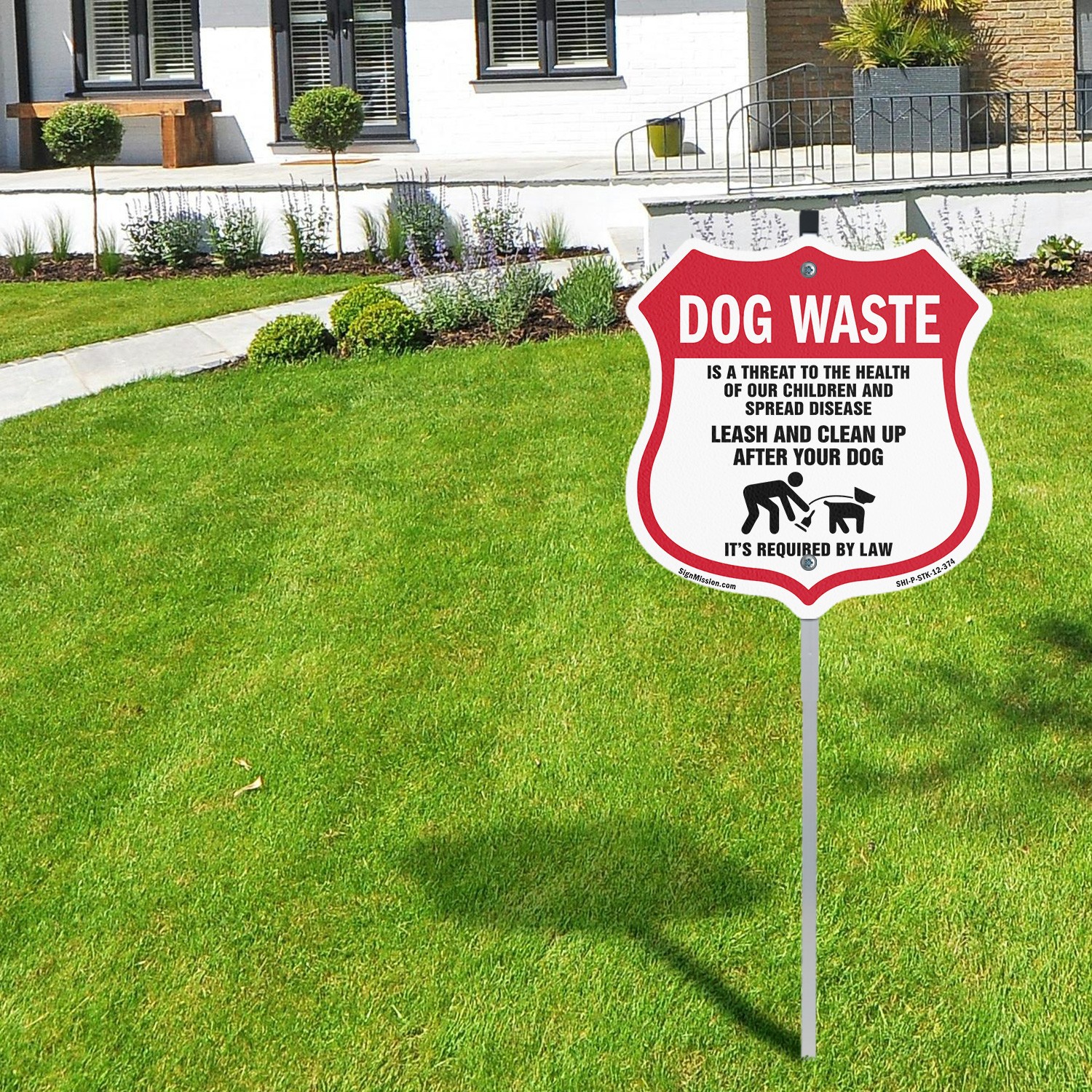 Dog Poop Shield Sign Dog Waste Is A Threat To The Health Shield Sign With Stake